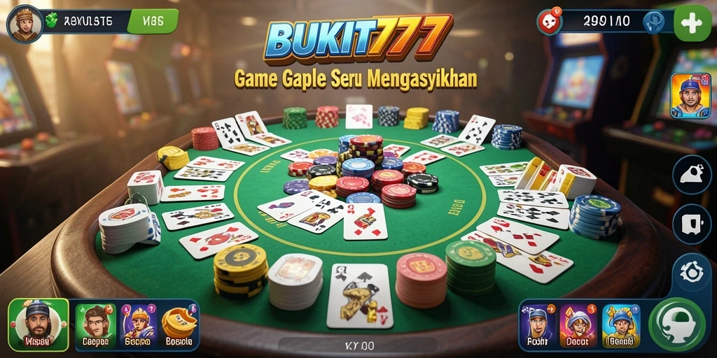 Tampilan gameplay BUKIT777 yang menarik dan seru saat bermain Gaple.
