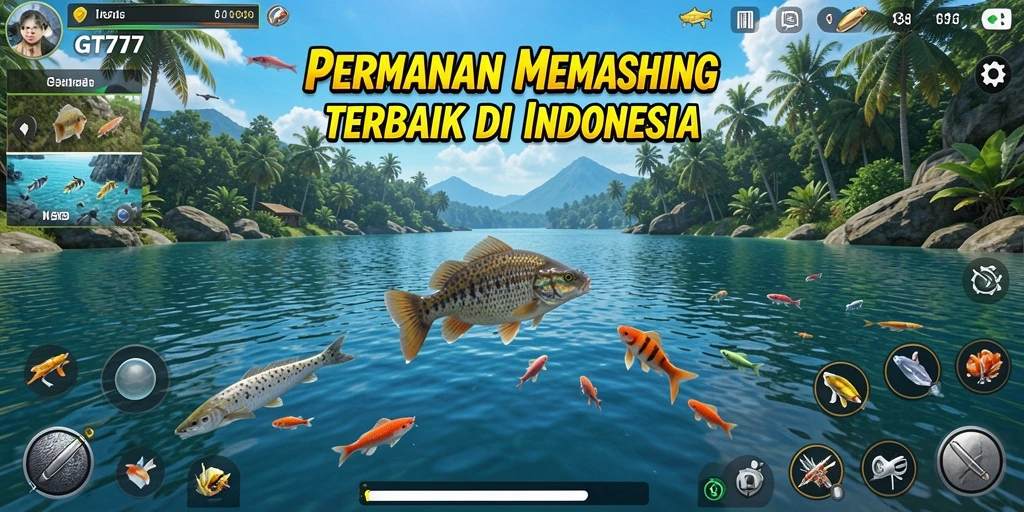 Screenshot utama GT777 menampilkan pengalaman gameplay memancing yang realistis.